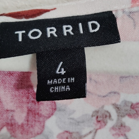 Torrid Ivory Floral Challis Drawstring Skater Dress Size 4 - Picture 6 of 7